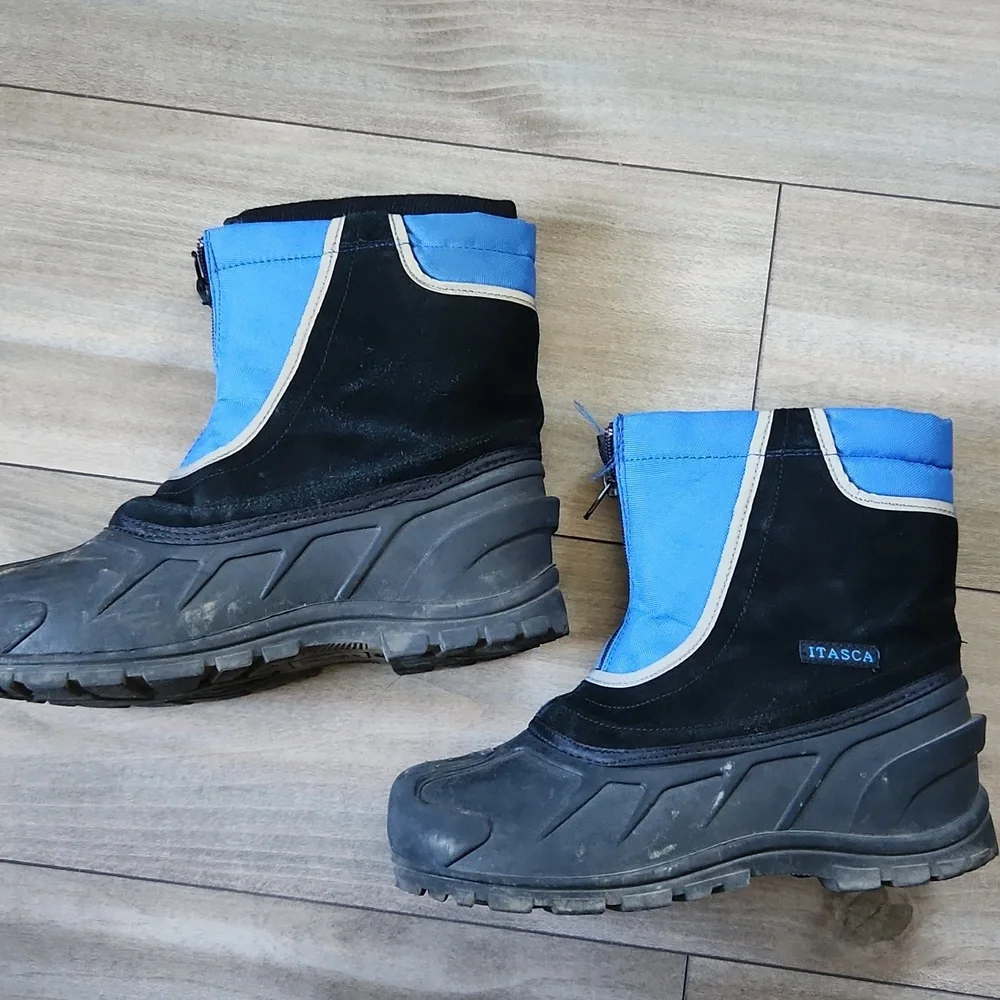 Kids Blue and Black Winter Boots 6